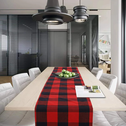Buffalo Check Table Runner | Red & Black Plaid Country Cabin Home Decor Linens