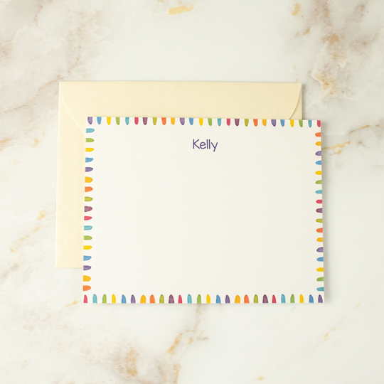 Colorful Rainbow Note Cards | Border Thank You Teacher Gift Little Girl Personalized