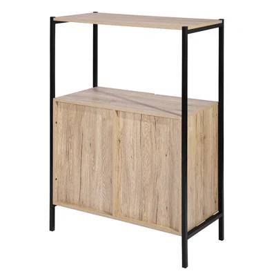 Industrial Storage Cabinet Sideboard With 1 Open Shelf, Natural