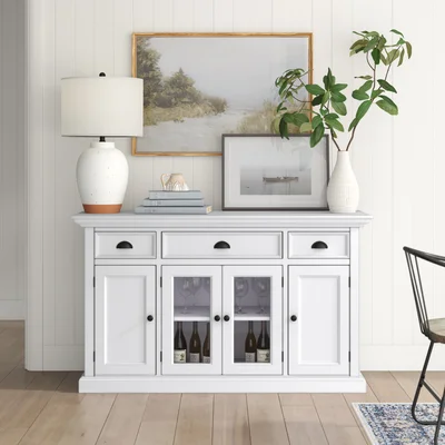 Sorrento 57.09" Wide 3 Drawer Mahogany Wood Sideboard