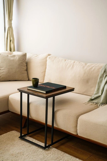 Wood C Side Table, Living Room Design, Rustic With Casters, End Laptop Desk, Table For Sofa, Home And