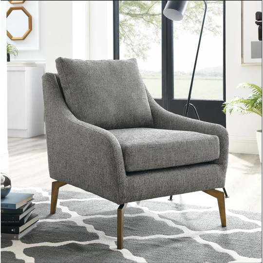 28"W Upholstered Accent Chair w/Metal Legs, Fabric Arm Chair