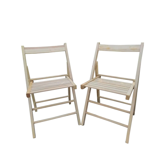 Wood Folding Chair with Comfortable Slatted Seat and Open Back