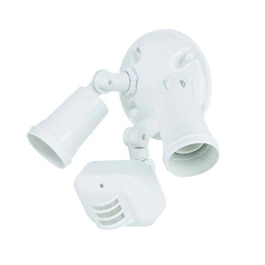 Motion Activated 2-Light White Outdoor Light Fixture