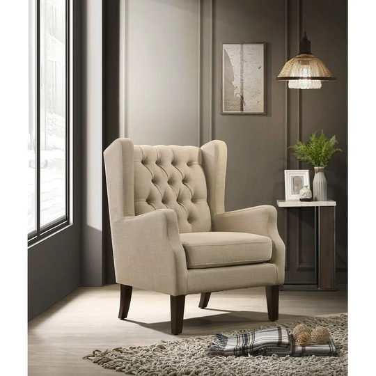 Irwin Linen Button Tufted Wingback Chair