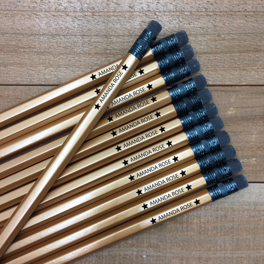 Solid Star Pencils, Custom Personalized Back To School, Gift, Wedding, Birthday, Teacher Hexagon Pencils