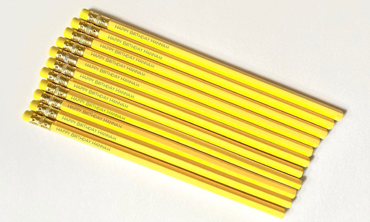 Personalized Pencils, Engraved Custom Yellow Party Favor Pencils