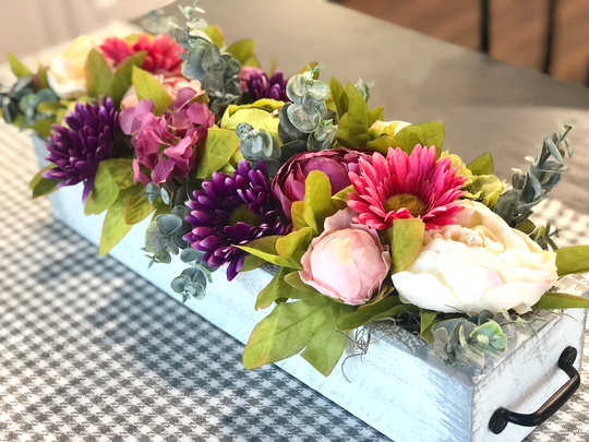 Colorful Easter Centerpiece With Wood Planter Box