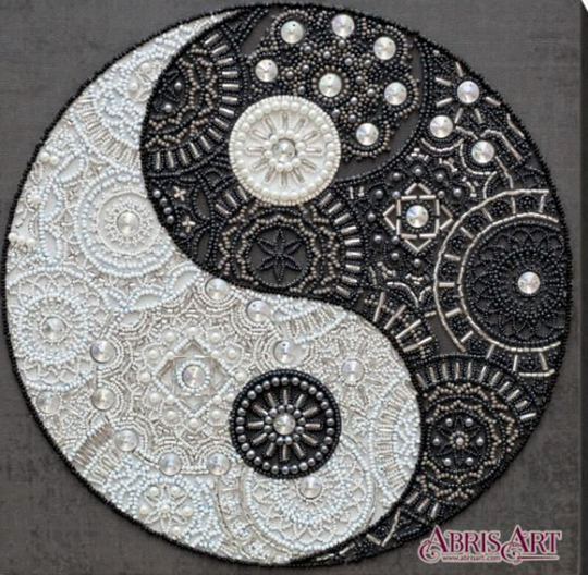 Diy Bead Embroidery Kit On Art Canvas "Equilibrium Yin Yang" Size 10.2"×10.2" | 26×26 cm, Gift | Abris