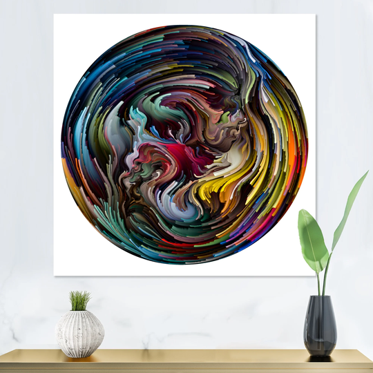 Designart 'Circle Colorful Liquid Color IV' Modern Canvas Wall Art