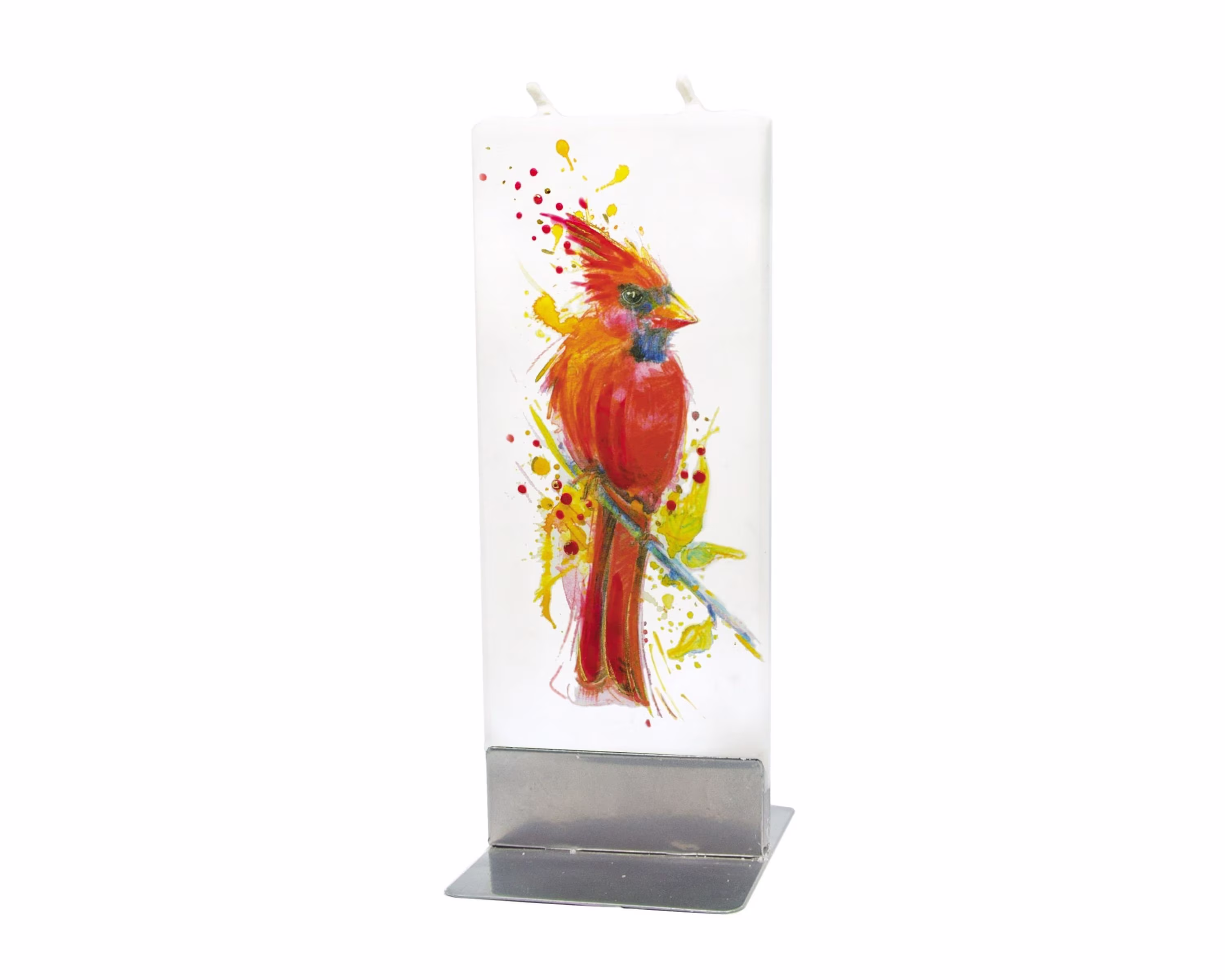 Hand Painted Flat Candle | Cardinal Small Unique Gift Spring Nature Shelf Décor