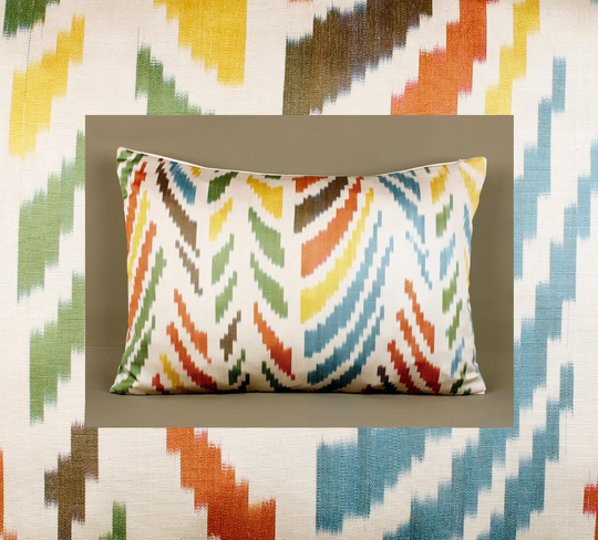 Colorful Silk Ikat Throw Pillow, Colorful Outdoor Pillow, Couch Pillow Farmhouse, Ikat Pillows Shams, Custom Throw Pillow, Ikat Fabrics