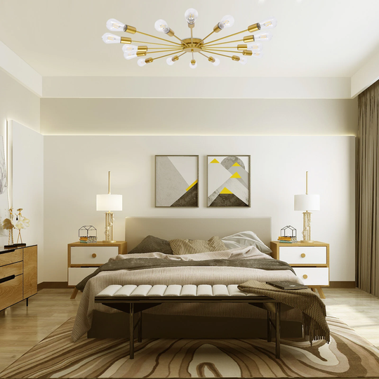 Gold Sputnik LED Ceiling Light Flush Lamp 16-Light