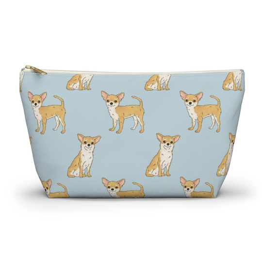 Chihuahua Pouch, Pencil Case, Dog Custom Teacher Bridesmaid Cosmetic Bag, Mom Zipper Makeup Accessory Pouch