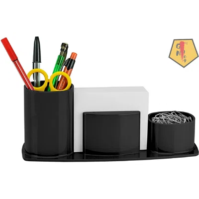 Desktop Organizer Holder For Pen, Pencil, Clip, Paper And Desk Accessories (Plastic) (Paper Included) (Black Color)