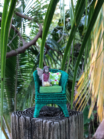 Fairy Garden Miniature Chair, Green House Decor, Dollhouse Chair