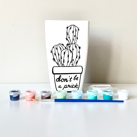 Prickly Pear Planter, Cactus Diy Pottery Painting Kit, Don't Be A Prick Ready-To-Paint Ceramic, At Home Pottery Painting