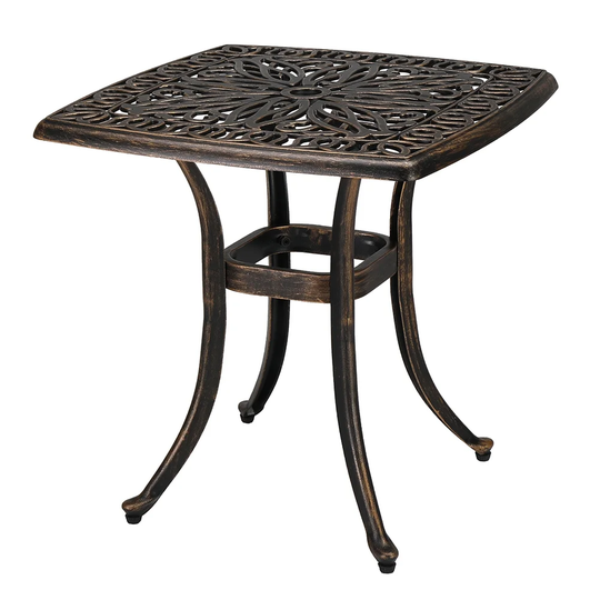 21" Square Garden Cast Aluminum Side Table Bronze