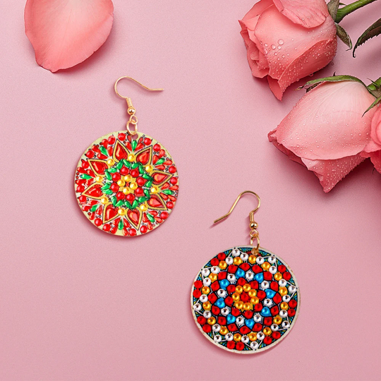 5D Diy Diamond Painting Earrings Kit, Handmade Special Shape Mandala Patterns For Women Girl