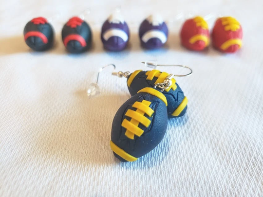 Customizable Team Color Football Earrings