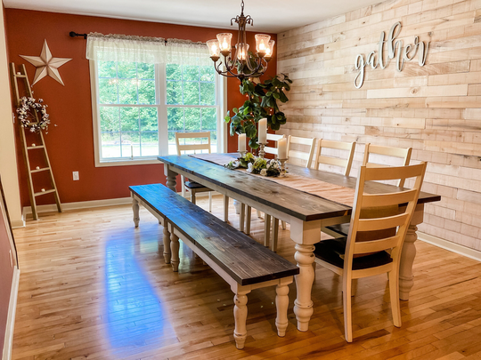 Large Custom Farmhouse Table, Long Farm Wood Rustic Kitchen Barn Dining Table