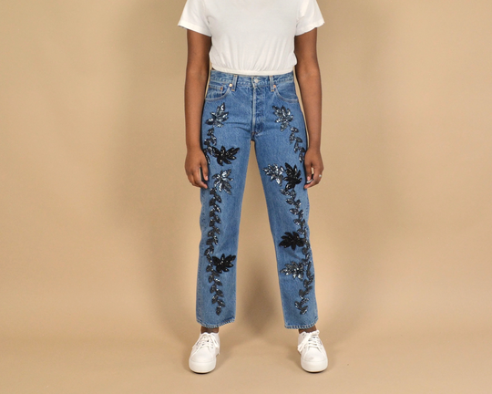 Levi's 501 Embellished Vintage Denim Jeans