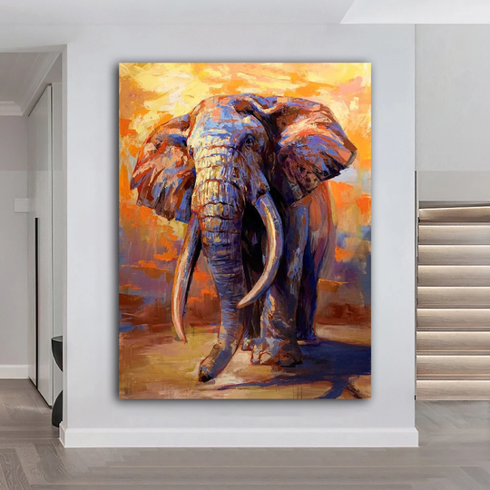 Colorful Elephant Canvas Painting, Colorful Wall Decor, Animal Painting
