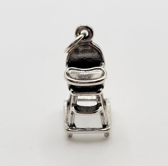 sterling Silver Oxidized 3D High Chair Charm