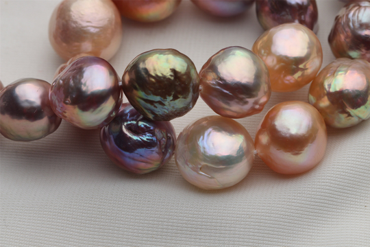 Natural Metallic Mixed Color Wrinkled Baroque Pearl Strand, Anhf003