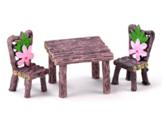 Fairy Garden Table & Chairs Miniature Furniture Terrariums, Accessories, Dioramas, Cake Toppers