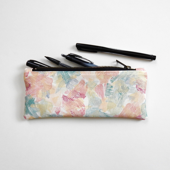 Pastel Pencil Case, Zipper Pouch, Vintage Fabric