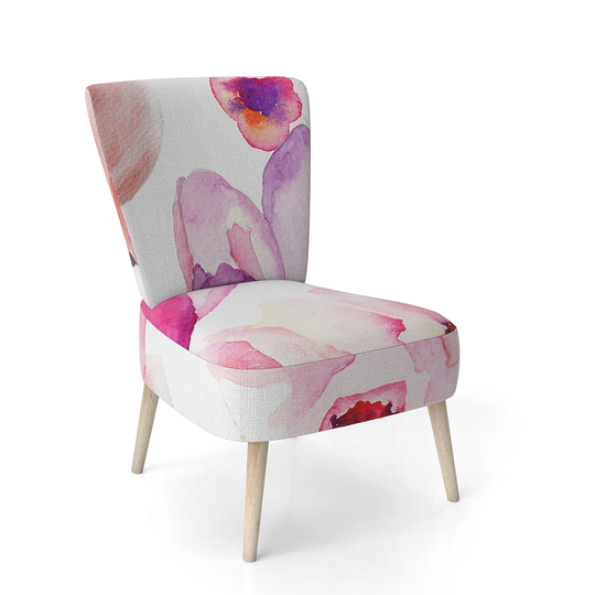 Designart 'Seamless Pattern of Pink Flowers' Upholstered Floral Accent Chair
