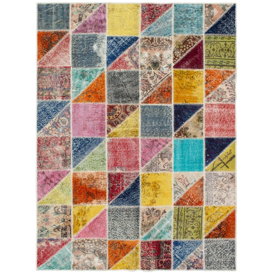ECARPETGALLERY Hand-knotted Color Transition Patchwork Multi Wool Rug - 5'4 x 7'9