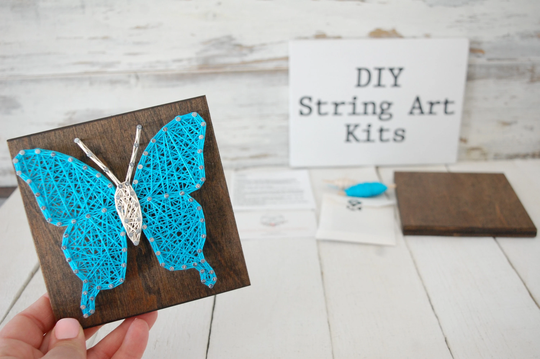 Diy Butterfly String Art Kit, Do It Yourself, Butterfly Sign, Spring Decor, Easter Diy Craft Kit, Tiered Tray