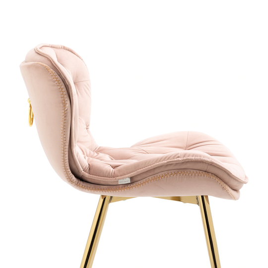 Vintage Design Velvet Dining Chair Upholstered Side Chair Accent Chair with Polished Gold Legs, Set of 7
