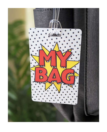 My Bag Comic Book Style Luggage Tag, Superhero Colorful Personalized Pop Art Bag Funny Tag For Kids
