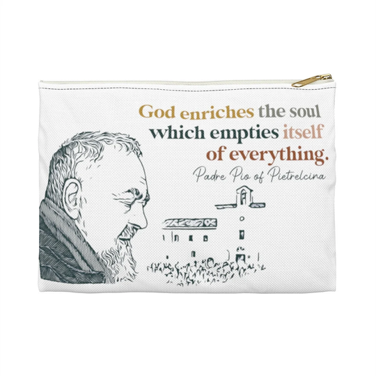 Padre Pio Accessory Pouch | Catholic Accessory Gift Confirmation First Communion Decor Pencil Pouch Rosary