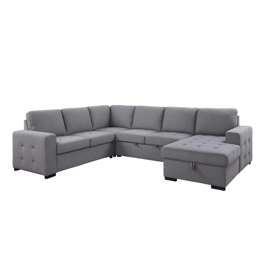 ACME Nardo Storage Sleeper Sectional Sofa in Gray Fabric