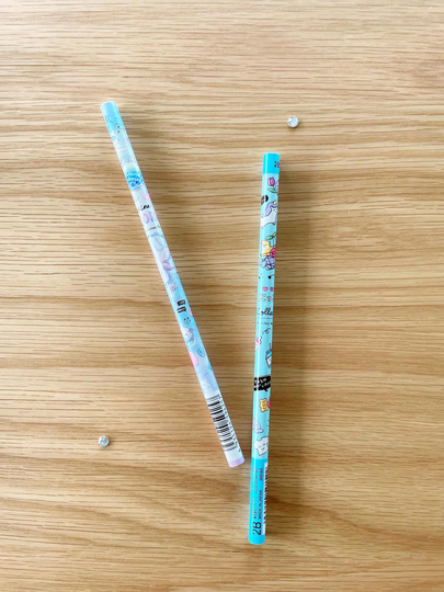 Wood Pencil Duo Set - Seaside Shells & Happy Unicorns Pearl 2Pcs