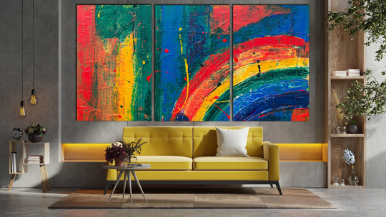 Abstract Colorful Painting Wall Decor, Rainbow Paint On Canvas Print, Huge Canvas, Vibrant Color Art, Contemporary Printing, Mom's Gift