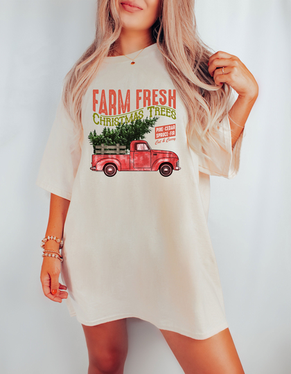 Farm Fresh Truck, Comfort Colors Shirt, Smile Retro Smiley Tee, Crew Neck, Short Sleeve, Oversized, Free Soul