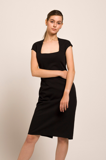 Square Neck Pencil Dress, Little Black Dress Midi, Work Going Out Cocktail Fitted Party Office Dresses For Women Tavrovska