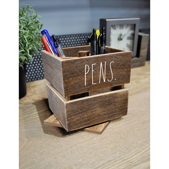 Rae Dunn Wooden Pencil/Pen Cup Spinner