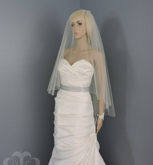 Wedding Veil Drop Double Tier Pencil Edge, Bridal