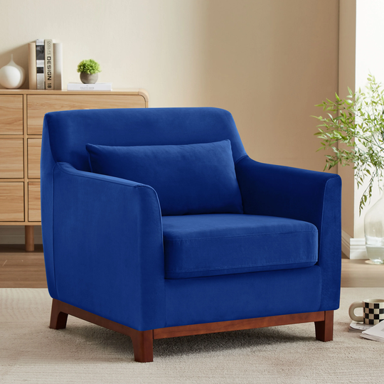 VANOMi 31.5'' Upholstered Mid-century Modern Armchair, Velvet Boucle Barrel Chair