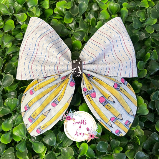 Paper & Pencil Faux Leather Bow