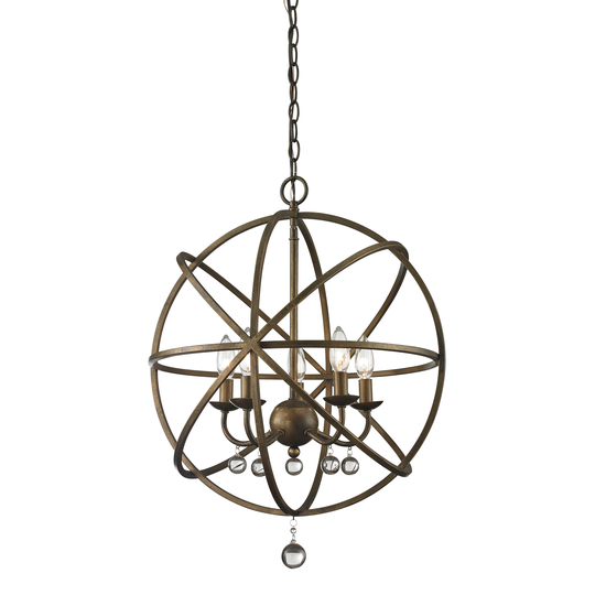 Avery Home Lighting Acadia 5-light Golden Bronze/ Clear Crystal Pendant
