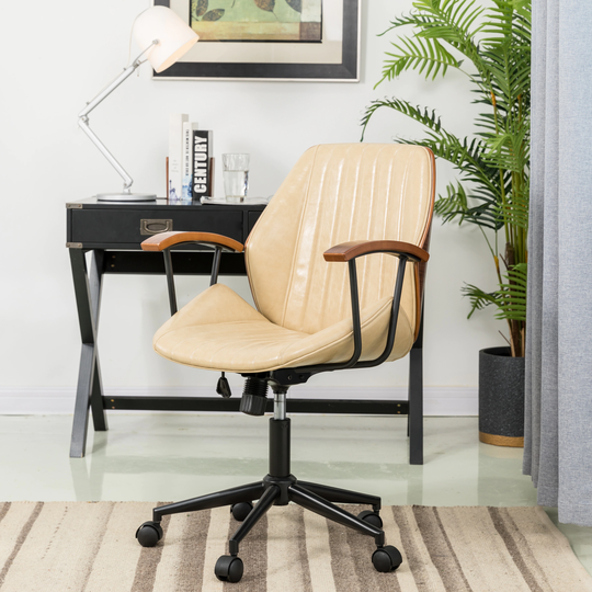 Glitzhome 38"H Leatherette Adjustable Swivel Task Office Chair