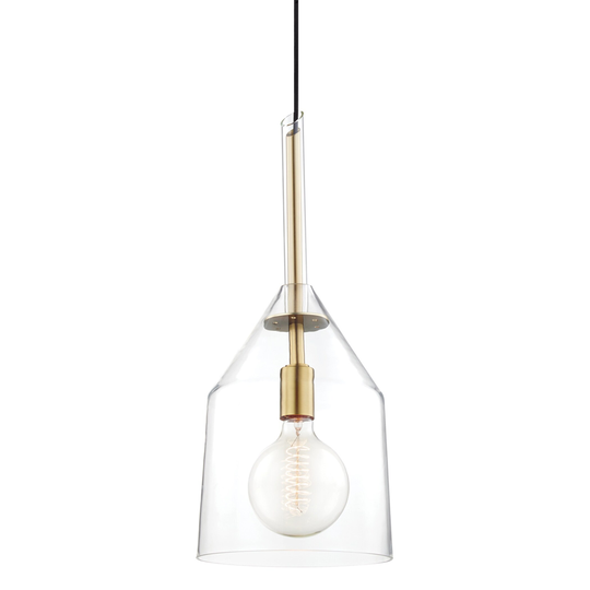 Mitzi by Hudson Valley Sloan 1-light Aged Brass Large Pendant, Clear Glass