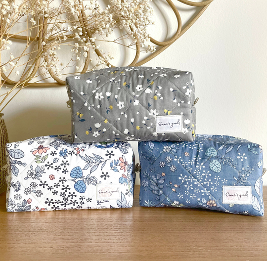 Quilted Cosmetic Bag-Makeup Bag-Toiletry Bag-Pencil Case-Traveling Bag